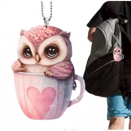 Car Bird Pendant Durable 2D Acrylic Cute Auto Charm owl Pink Cute Bird Love Cup Flat Pattern Vehicle Interior Accessories