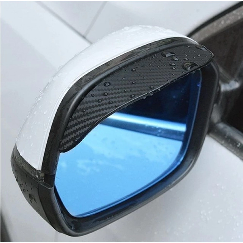 Car Rearview Mirror Rain Eyebrow Carbon Fiber Sun Visor Shade Cover Universal Auto Rear View Mirror Rainy Shield Guard