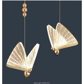 Indoor Gold LED Chandelier Lamp Pendant Light for Dinning Room Kitchen Nordic Butterfly Hanging Lighting for Bedroom Living Room