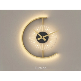 Modern Minimalist Led Wall Lamp With Clock Bedroom..