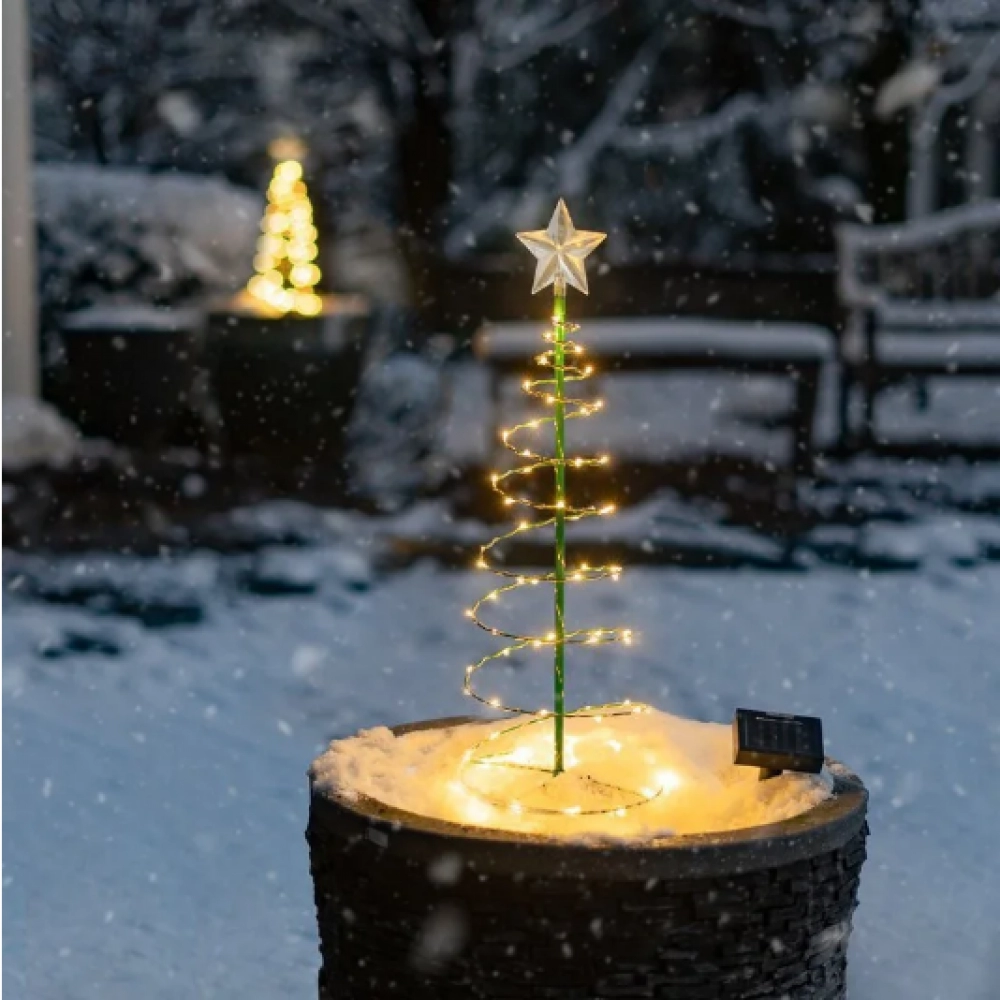 Solar Christmas Tree Light Outdoor Garden Stand Garden LED Ground Lamp String Saterproof  Star Lantern Decorative Light