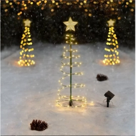 Solar Christmas Tree Light Outdoor Garden Stand Garden LED Ground Lamp String Saterproof  Star Lantern Decorative Light