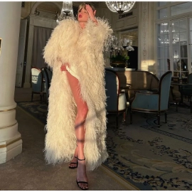 Fashion Solid Thicken Fur Coat For Women Elegant L..